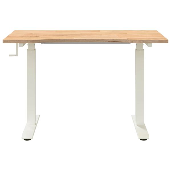 vidaXL Bureau Blanc et Naturel 120 x 60 cm Bois de ch&ecirc;ne massif