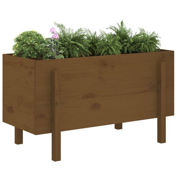 vidaXL Lit sur&eacute;lev&eacute; de jardin brun miel 101x50x57cm bois de pin massif