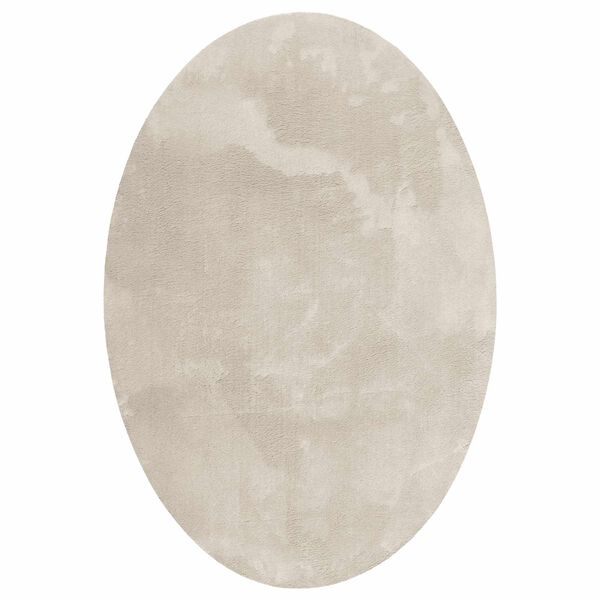 vidaXL Tapis de surface ovale HUARTE Beige 140 x 200 cm 100% Polyester