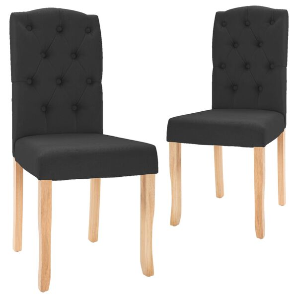 vidaXL Chaises &agrave; manger lot de 2 noir tissu