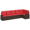 vidaXL Ensemble de canap&eacute; de jardin 6 pcs Marron et rouge polyrotin