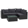vidaXL Salon de jardin 5 pcs avec coussins R&eacute;sine tress&eacute;e Noir