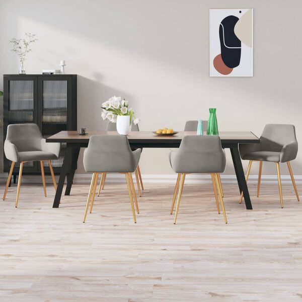 vidaXL Chaises &agrave; manger lot de 6 gris clair velours