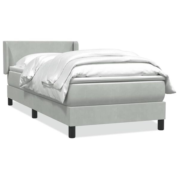 vidaXL Sommier &agrave; lattes de lit et matelas gris clair 90x220 cm velours