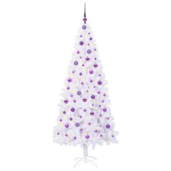 vidaXL Sapin de No&euml;l artificiel avec 300 LED Blanc 210 cm PVC et Acier
