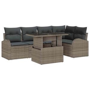 vidaXL Ensemble de canap&eacute; de jardin avec coussin 6 pcs Gris Poly rotin