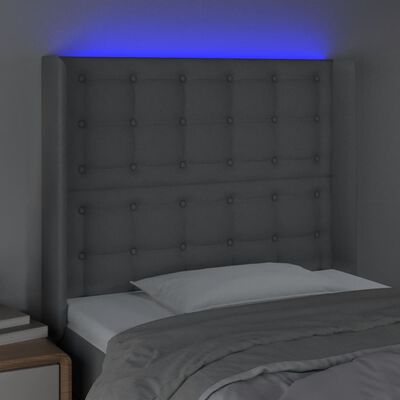 vidaXL Tête de lit à LED Gris clair 83x16x118/128 cm Tissu