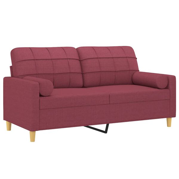 vidaXL Canap&eacute; 2 places avec oreillers bordeaux 140 cm tissu