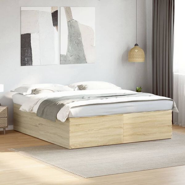 vidaXL Cadre de lit sans matelas ch&ecirc;ne sonoma 200x200 cm