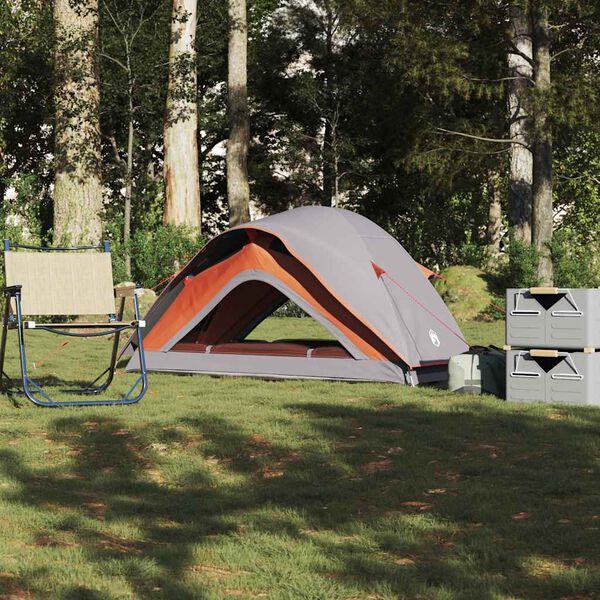 vidaXL Tente de camping 1 personne gris et orange imperméable