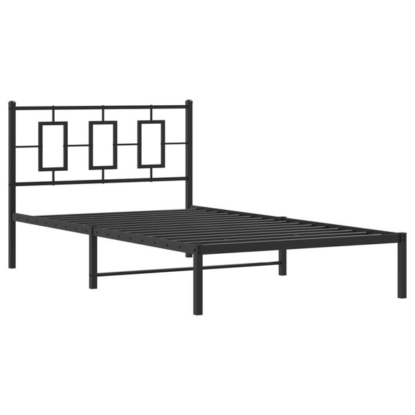 vidaXL Cadre de lit m&eacute;tal sans matelas avec t&ecirc;te de lit noir 107x203cm