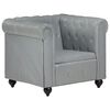 vidaXL Fauteuil Chesterfield Gris Cuir v&eacute;ritable