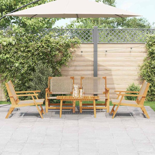 vidaXL Chaises de jardin avec table 5 pcs Beige 90 x 45 x 40 cm