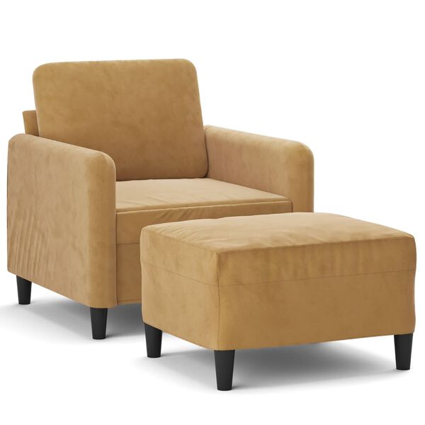 vidaXL Fauteuil avec repose-pied Marron 60 cm Velours