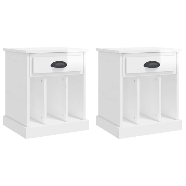 vidaXL Tables de chevet 2 pcs blanc brillant 43x36x50 cm
