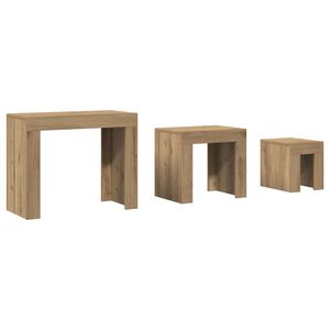 vidaXL Tables basses gigognes 3 pcs ch&ecirc;ne artisanal bois d'ing&eacute;nierie