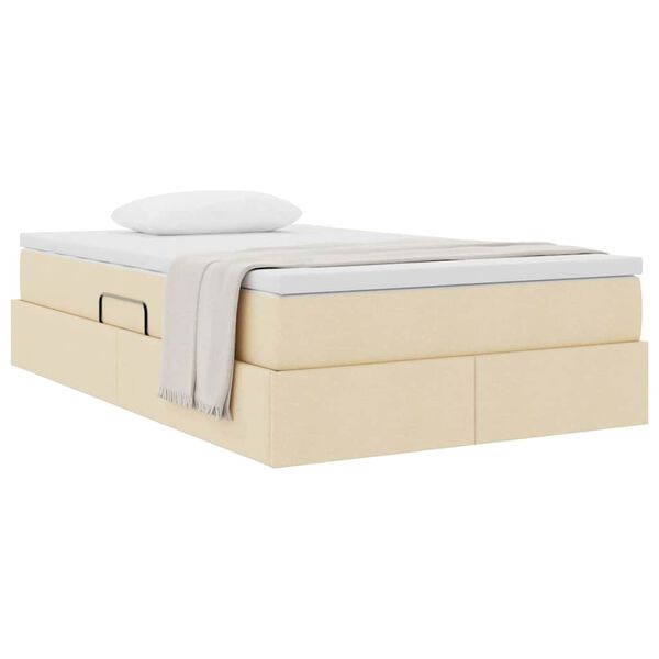 vidaXL Lit avec rangement et matelas Cr&egrave;me 120 x 200 cm Polyester