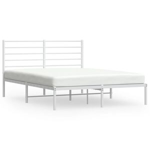 vidaXL Cadre de lit m&eacute;tal sans matelas et t&ecirc;te de lit blanc 140x200 cm