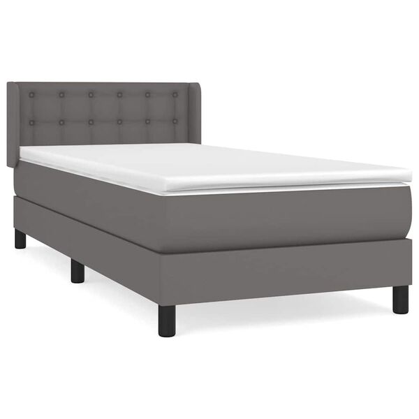 vidaXL Sommier &agrave; lattes de lit avec matelas Gris 80x200 cm Similicuir