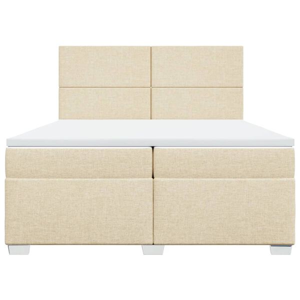 vidaXL Sommier &agrave; lattes de lit avec matelas Cr&egrave;me 200x200 cm Tissu