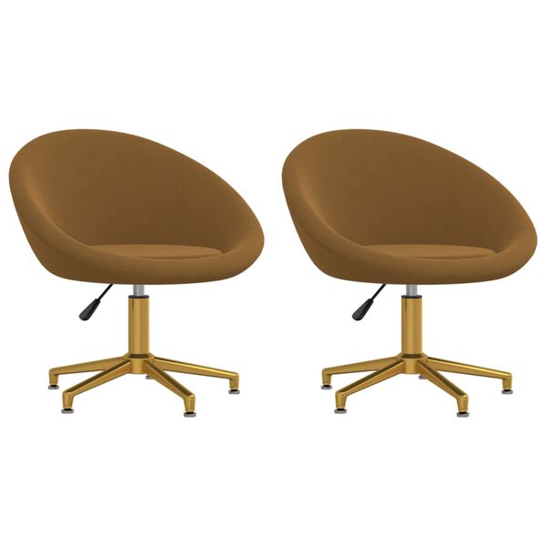 vidaXL Chaises &agrave; manger lot de 2 marron velours