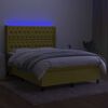 vidaXL Sommier &agrave; lattes de lit matelas et LED Vert 140x190 cm Tissu