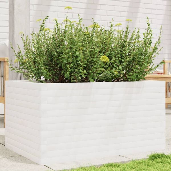 vidaXL Jardini&egrave;re blanc 90x60x45,5 cm bois de pin massif