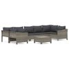 vidaXL Salon de jardin 8 pcs avec coussins Gris R&eacute;sine tress&eacute;e