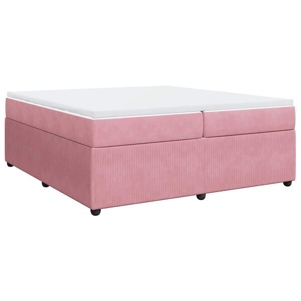 vidaXL Sommier &agrave; lattes de lit avec matelas Rose 200x200 cm Velours