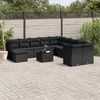 vidaXL Salon de jardin 12 pcs avec coussins noir r&eacute;sine tress&eacute;e