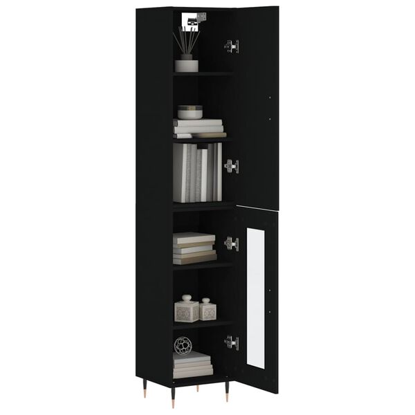 vidaXL Buffet haut Noir 34,5x34x180 cm Bois d'ing&eacute;nierie