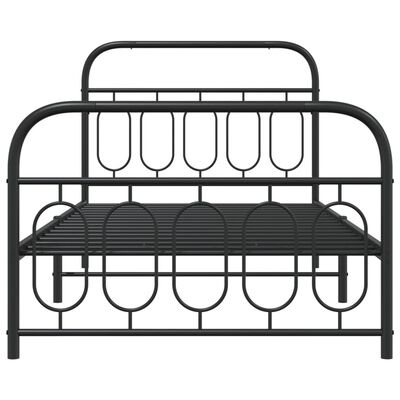 vidaXL Cadre de lit métal sans matelas et pied de lit noir 100x200 cm