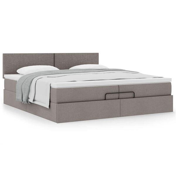 VidaXL Cadre de lit ottoman avec matelas taupe 200x200 cm tissu
