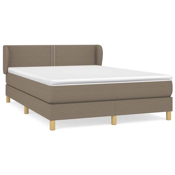 vidaXL Sommier &agrave; lattes de lit avec matelas Taupe 140x190 cm Tissu