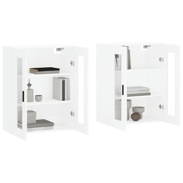 vidaXL Armoires murales 2 pcs blanc bois d'ing&eacute;nierie