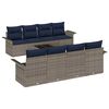 vidaXL Ensemble de canap&eacute; de jardin 9 pi&egrave;ces Gris et marine polyrotin