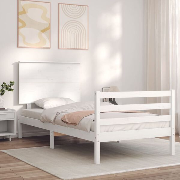 vidaXL Cadre de lit sans matelas blanc 100x200 cm bois massif