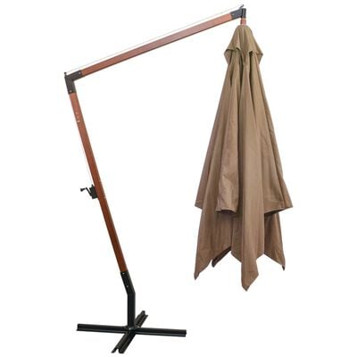 vidaXL Parasol de jardin suspendu avec mât Taupe bois de sapin massif