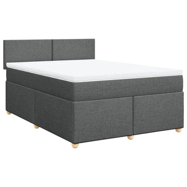 vidaXL Sommier &agrave; lattes de lit avec matelas Gris fonc&eacute; 140x200cm Tissu