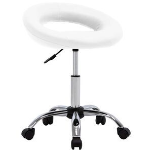 vidaXL Chaise de travail roulante Blanc Similicuir
