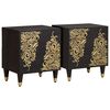 vidaXL Cabinet de chevet avec porte 2 pc Noir 40 x 33 x 46 cm