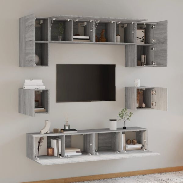 vidaXL Ensemble de meubles TV 8 pcs Sonoma gris Bois d'ing&eacute;nierie