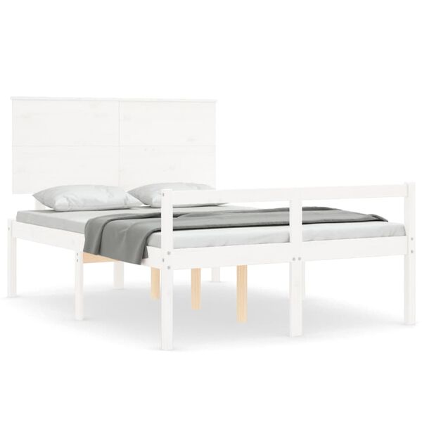 vidaXL Lit pour personne &acirc;g&eacute;e sans matelas blanc 140x190cm bois massif