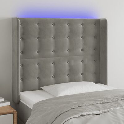 vidaXL Tête de lit à LED Gris clair 83x16x118/128 cm Velours