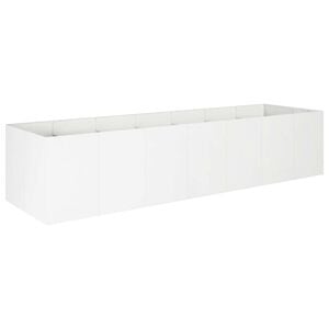 vidaXL Cache-pot de jardin Blanc 280 x 80 x 60 cm Acier lamin&eacute; &agrave; froid