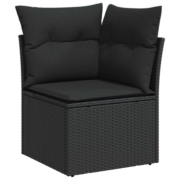 vidaXL Ensemble de canap&eacute; de jardin avec coussin 8 pcs Noir polyrotin