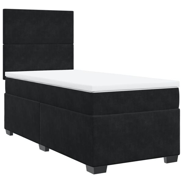 vidaXL Sommier &agrave; lattes de lit avec matelas Noir 90x200 cm Velours