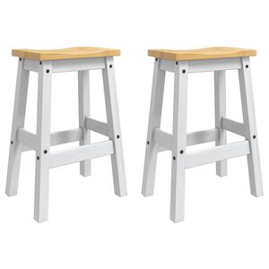 VidaXL Tabouret de bar 2 pcs Blanc et Cire de Miel 44 x 30 x 63 cm
