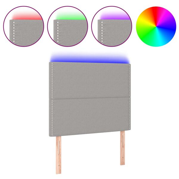vidaXL T&ecirc;te de lit &agrave; LED Gris clair 90x5x118/128 cm Tissu
