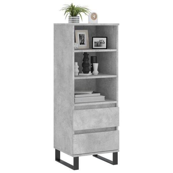vidaXL Buffet haut Gris b&eacute;ton 40x36x110 cm Bois d'ing&eacute;nierie